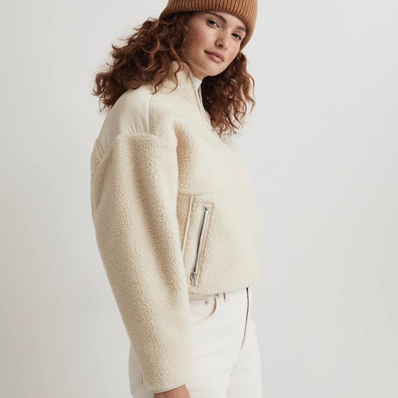 Madewell Faux Shearling Half-Zip Pullover - Picture 3 of 5
